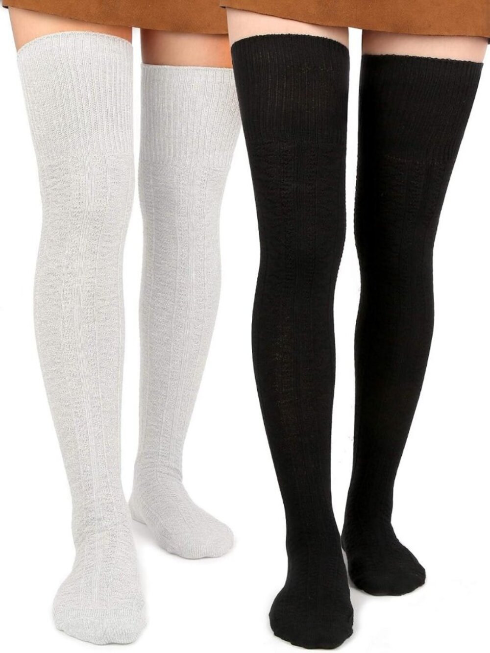 Extra Long Thigh High Socks | Warm Thick Cotton Knit Over the Knee Stockings